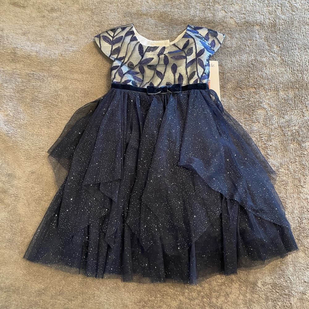 Kona Michelle Little Girls Sparkle Glitter Blue Party Dress